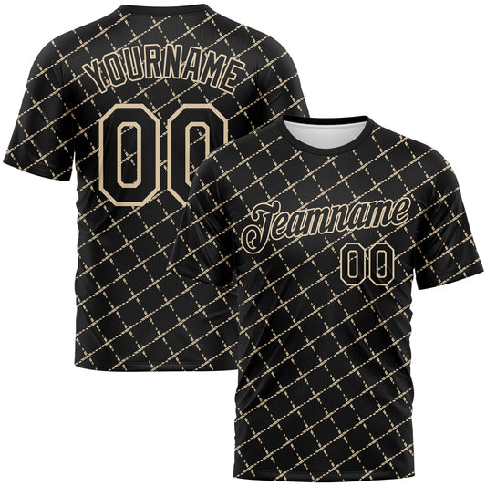Custom Black-City Cream Diamond Crosshatch Sportswear Performance T-Shirt - Main View