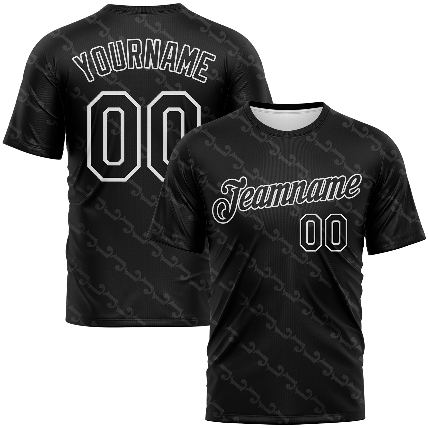 Custom Black Gray-White Subtle Tonal Print Sportswear Performance T-Shirt - Main View