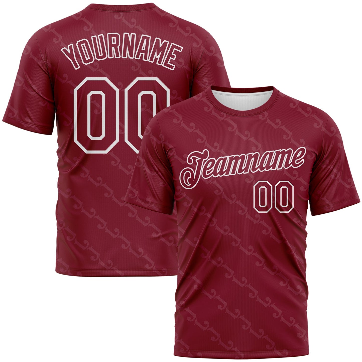 Custom Crimson-White Subtle Tonal Print Sportswear Performance T-Shirt - Main View