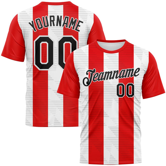 Custom White Black-Fire Red Stripe Sportswear Performance T-Shirt - Main View