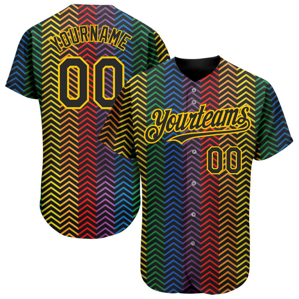 Custom Rainbow For Pride Month Love Is Love LGBT 3D Authentic Baseball Jersey - Main View