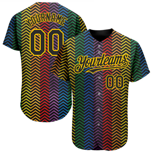 Custom Rainbow For Pride Month Love Is Love LGBT 3D Authentic Baseball Jersey - Main View