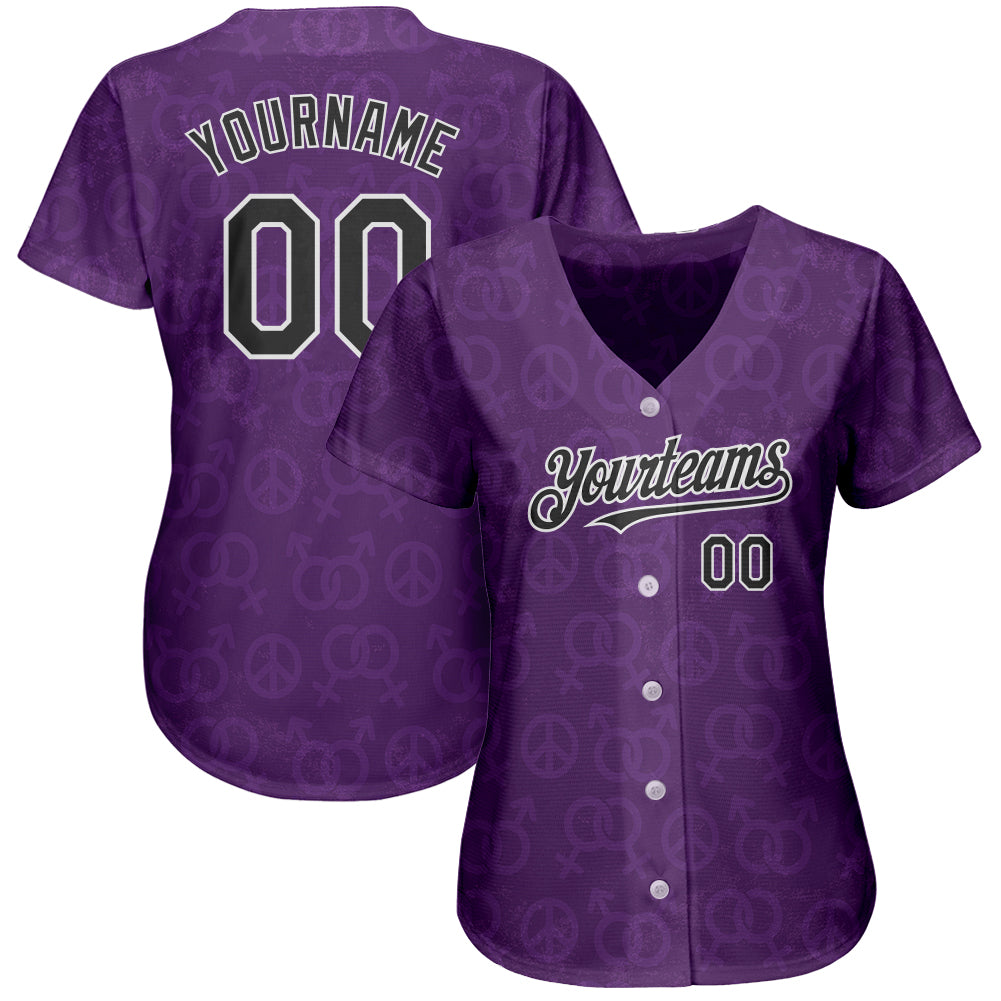 Custom Rainbow For Pride Month Love Is Love LGBT 3D Authentic Baseball Jersey view 2