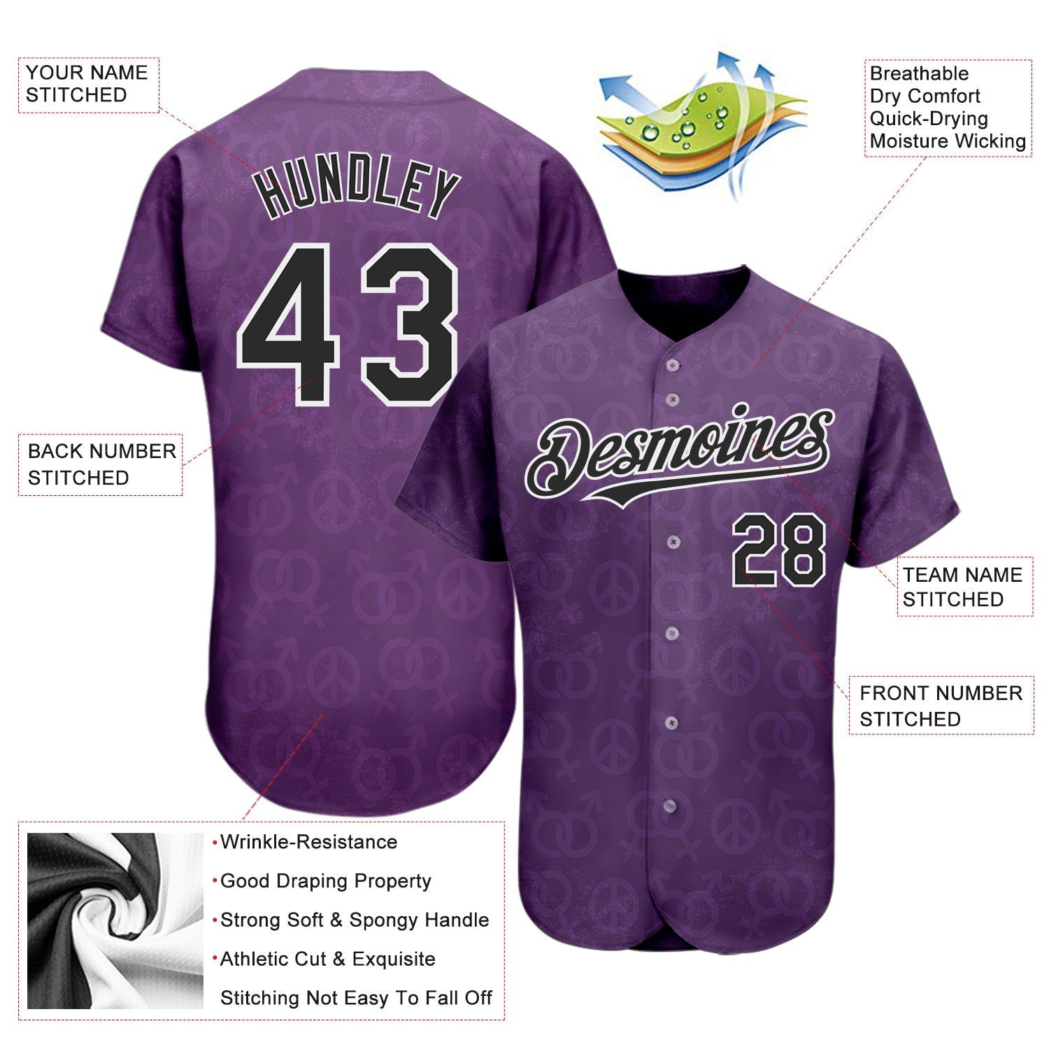 Custom Rainbow For Pride Month Love Is Love LGBT 3D Authentic Baseball Jersey view 3