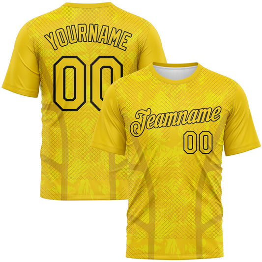Custom Light Yellow-Black Geometric Sportswear Performance T-Shirt - Main View