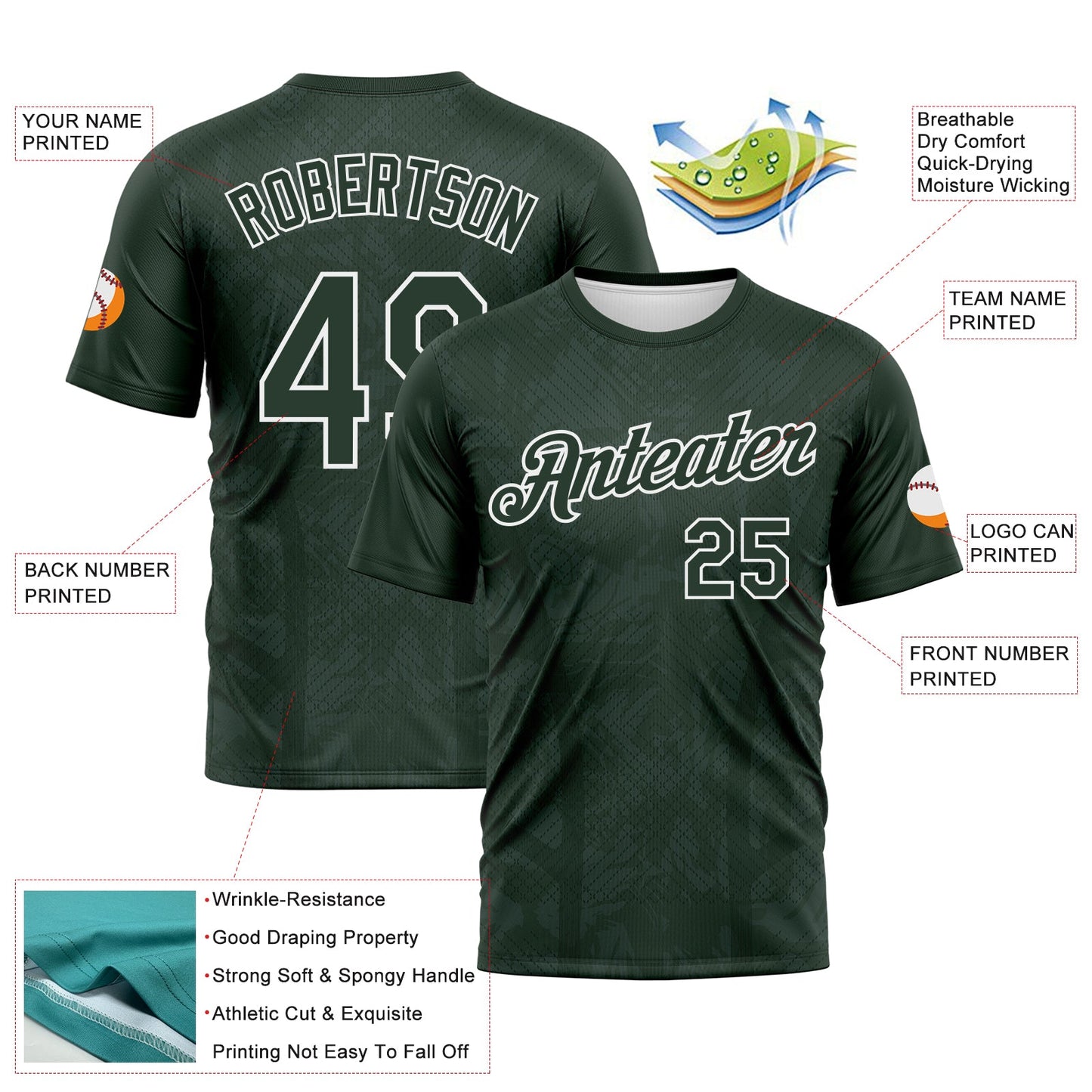 Custom Green-White Geometric Sportswear Performance T-Shirt view 2