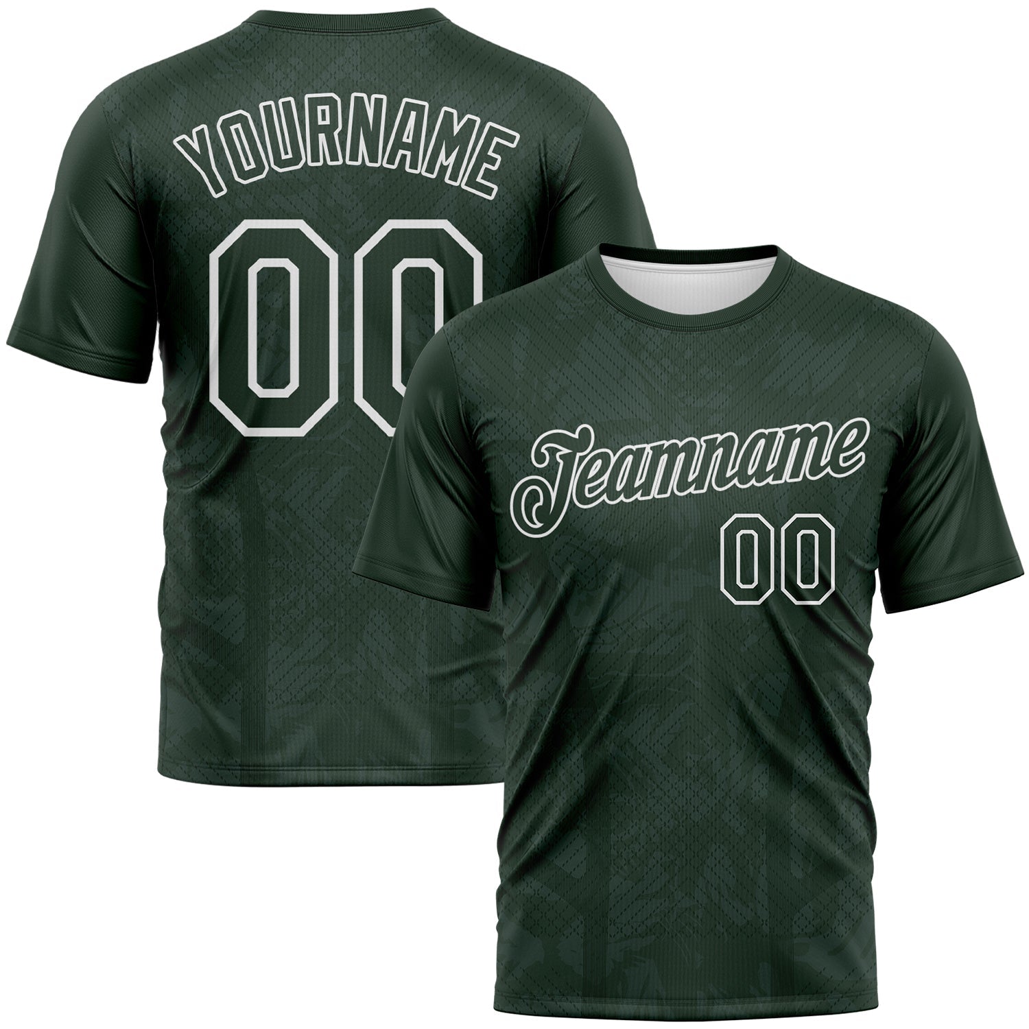 Custom Green-White Geometric Sportswear Performance T-Shirt - Main View