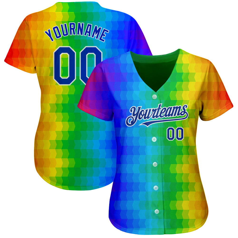 Custom Rainbow For Pride Month Love Is Love LGBT 3D Authentic Baseball Jersey view 2