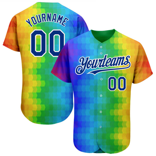 Custom Rainbow For Pride Month Love Is Love LGBT 3D Authentic Baseball Jersey - Main View