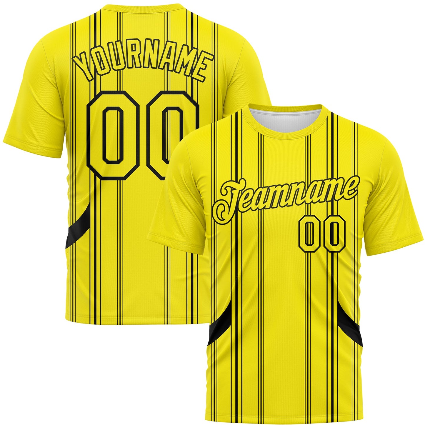 Custom Light Yellow-Black Stripe Sportswear Performance T-Shirt - Main View