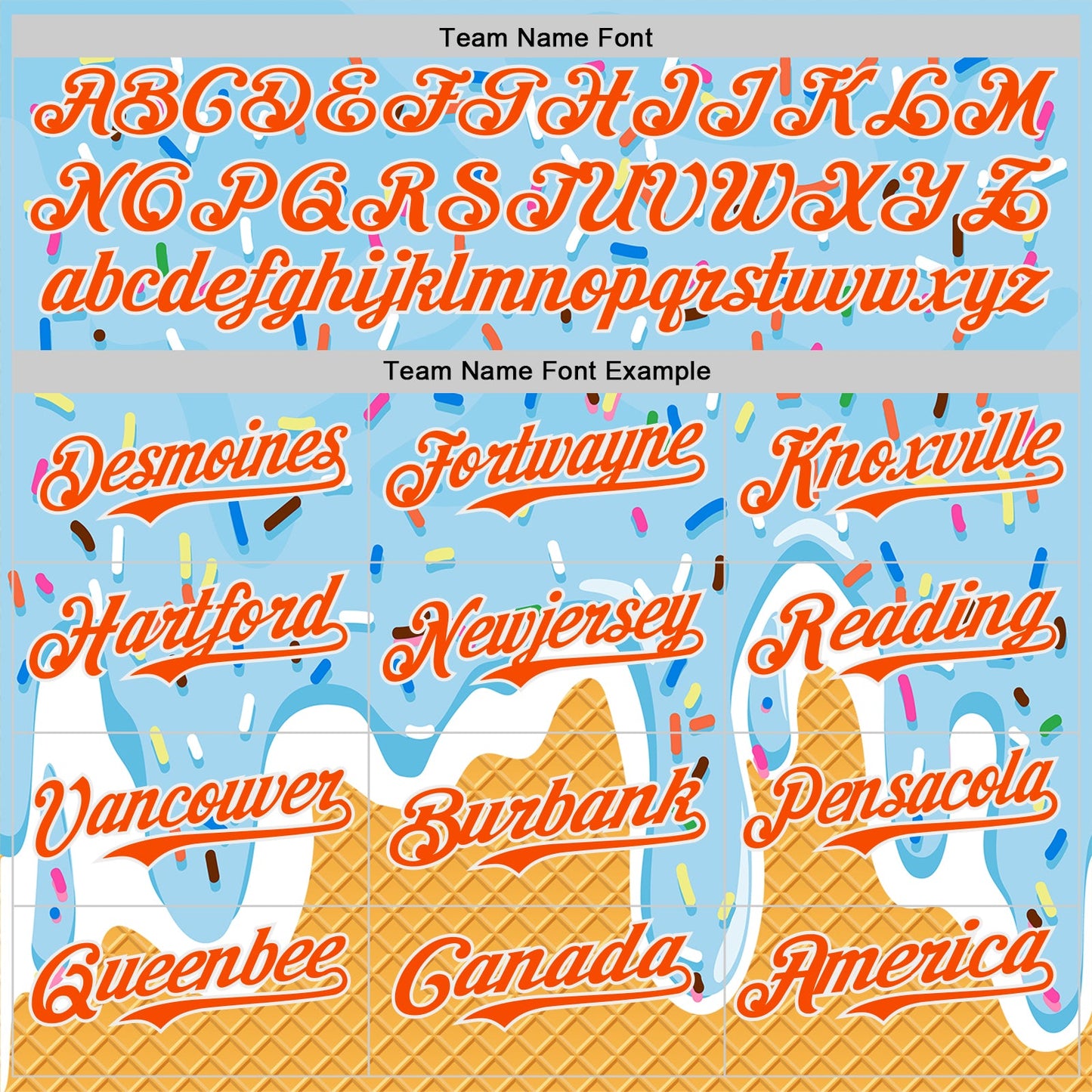 Custom Electric Blue Orange Yellow-White Foodie Food Dessert Melting Cream Waffle Grid Authentic Baseball Jersey view 4