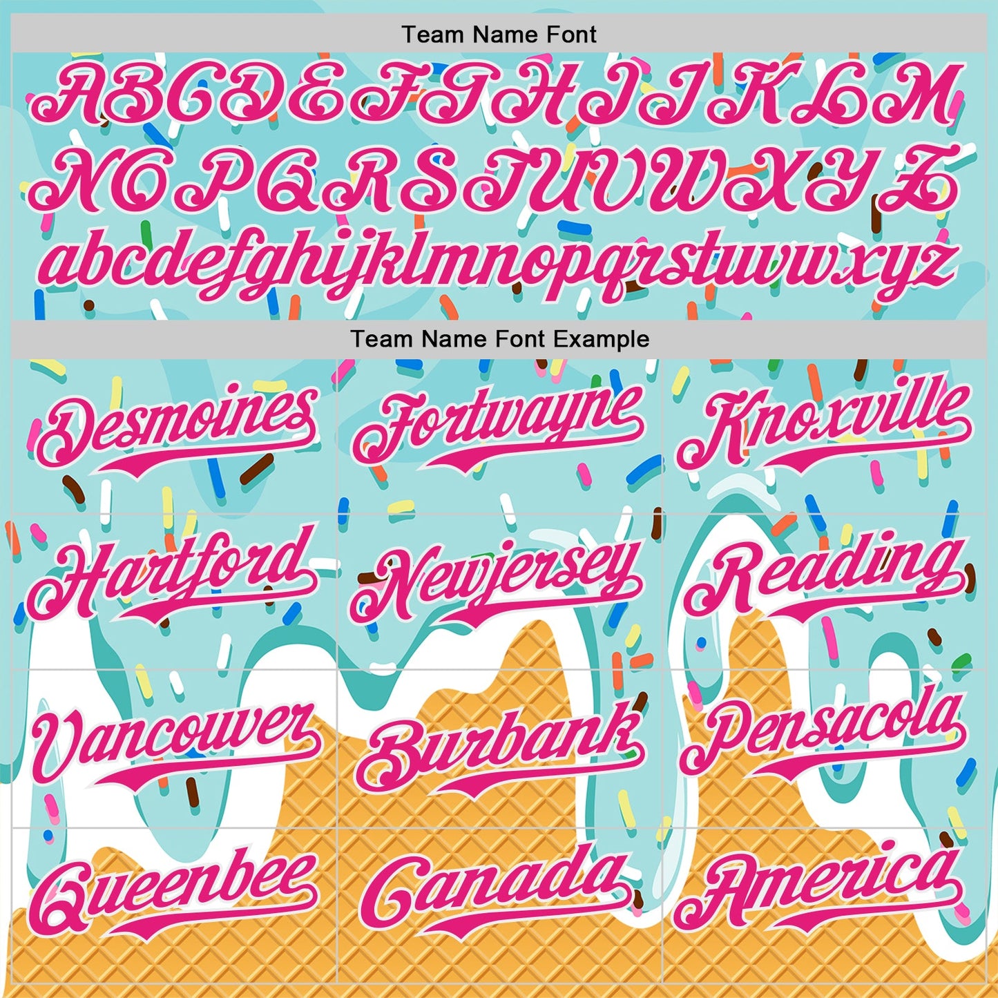 Custom Ice Blue Hot Pink Yellow-White Foodie Food Dessert Melting Cream Waffle Grid Authentic Baseball Jersey view 4