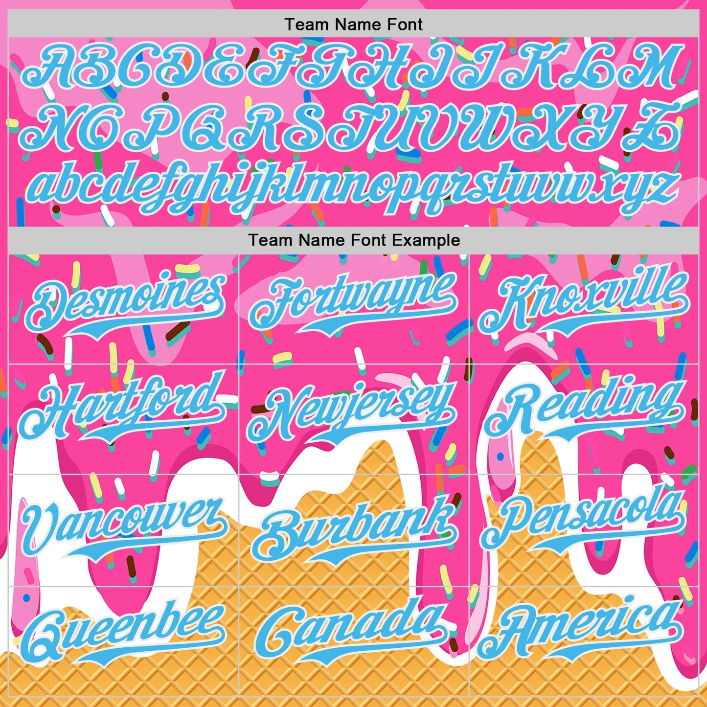 Custom Pink Sky Blue Yellow-White Foodie Food Dessert Melting Cream Waffle Grid Authentic Baseball Jersey view 4
