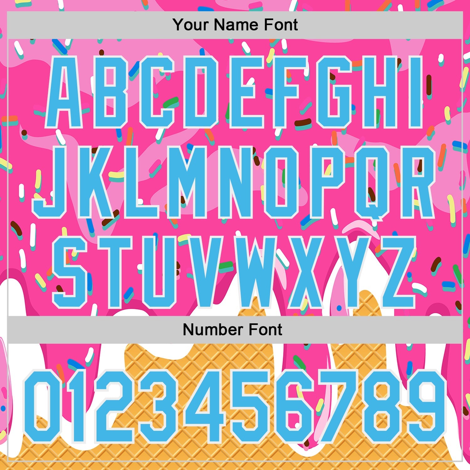 Custom Pink Sky Blue Yellow-White Foodie Food Dessert Melting Cream Waffle Grid Authentic Baseball Jersey view 5