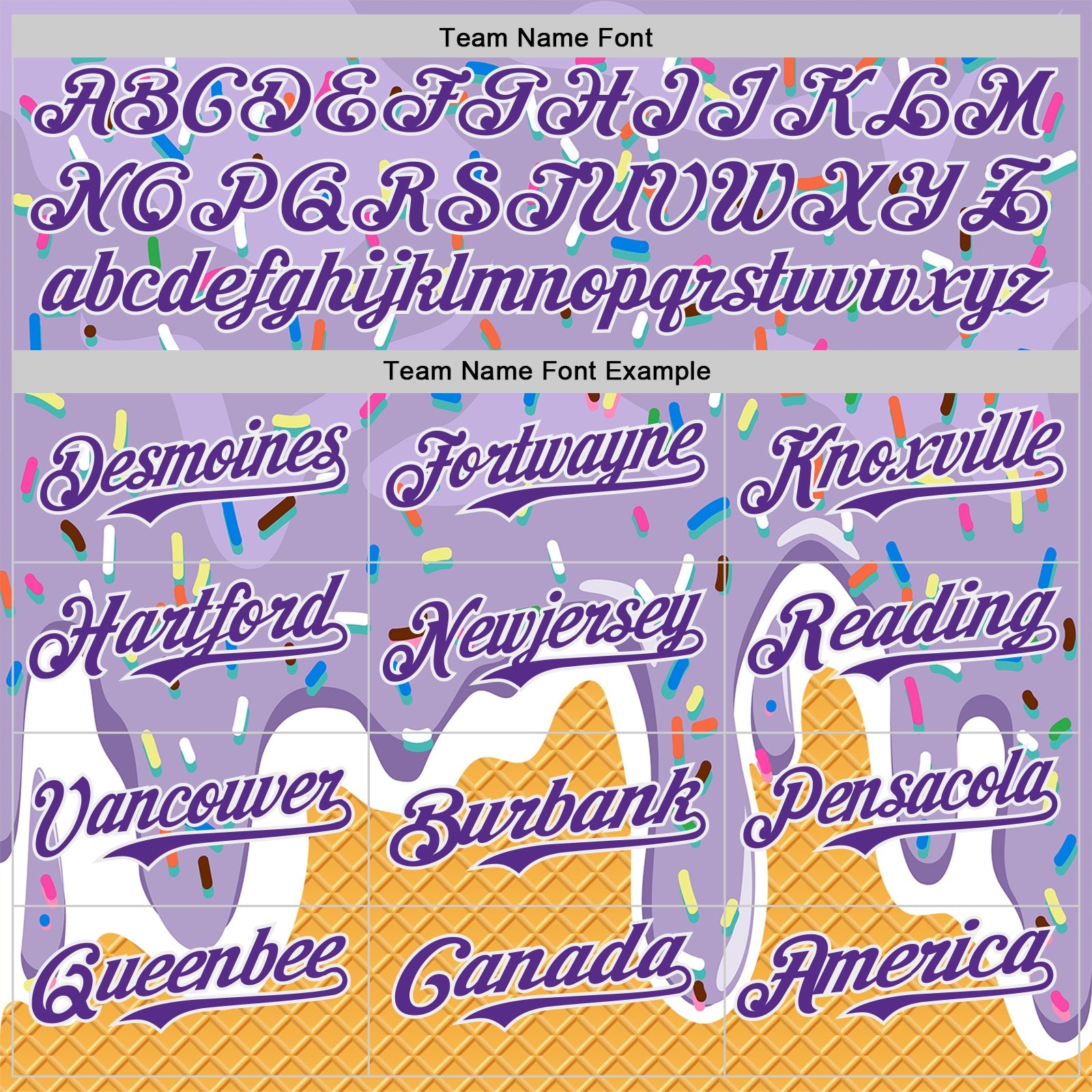 Custom Light Purple Purple Yellow-White Foodie Food Dessert Melting Cream Waffle Grid Authentic Baseball Jersey view 4