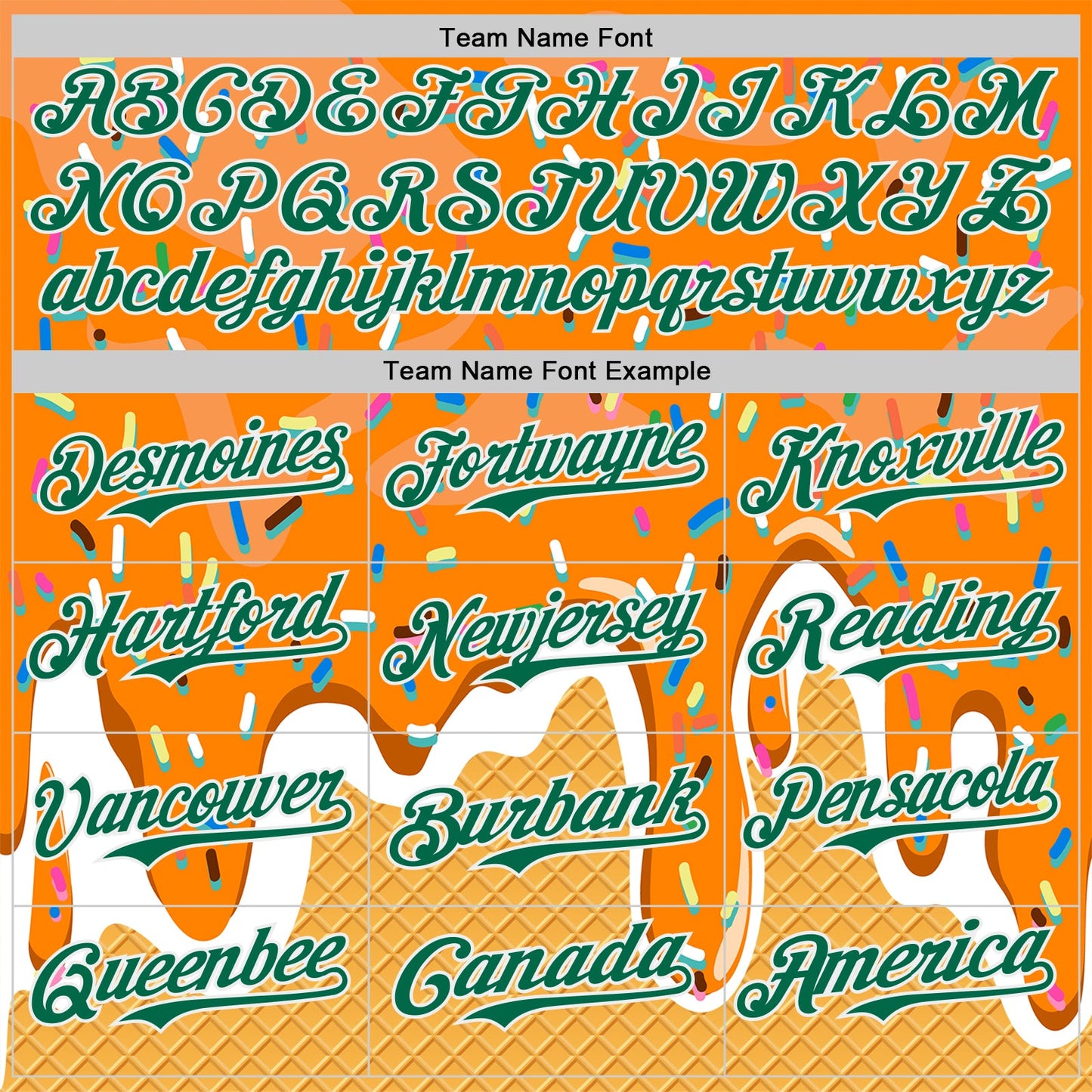 Custom Bay Orange Kelly Green Yellow-White Foodie Food Dessert Melting Cream Waffle Grid Authentic Baseball Jersey view 4