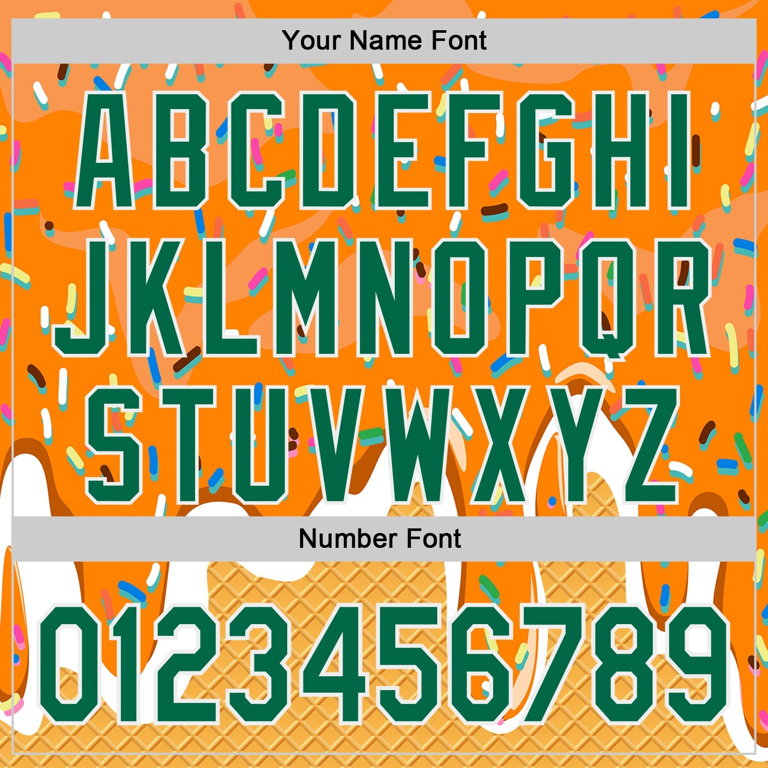 Custom Bay Orange Kelly Green Yellow-White Foodie Food Dessert Melting Cream Waffle Grid Authentic Baseball Jersey view 5