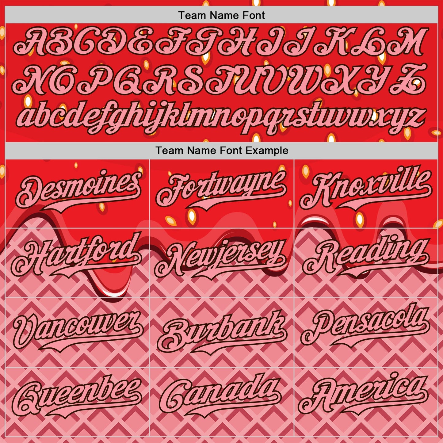 Custom Red Medium Pink-Brown Foodie Food Dessert Melting Cream Waffle Grid Authentic Baseball Jersey view 4