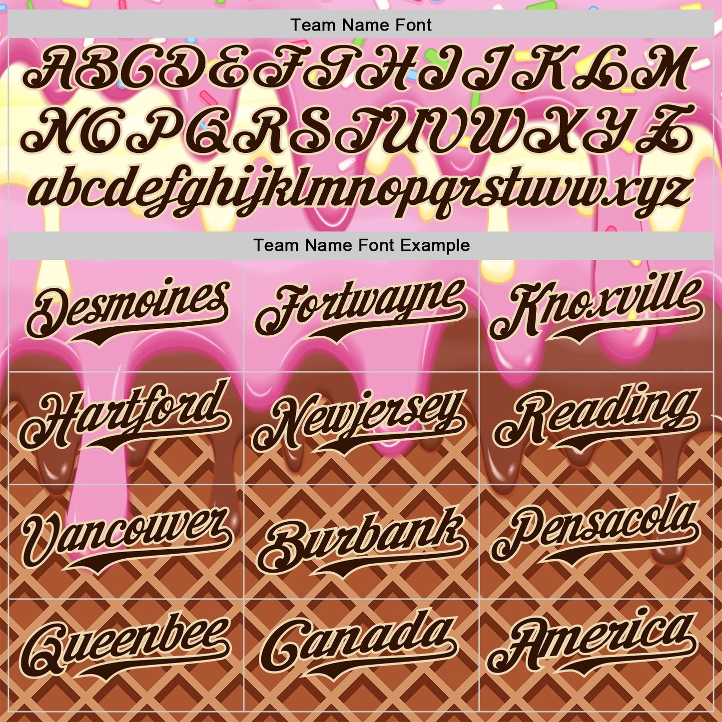 Custom Light Pink Brown-Cream Foodie Food Dessert Melting Cream Waffle Grid Authentic Baseball Jersey view 4