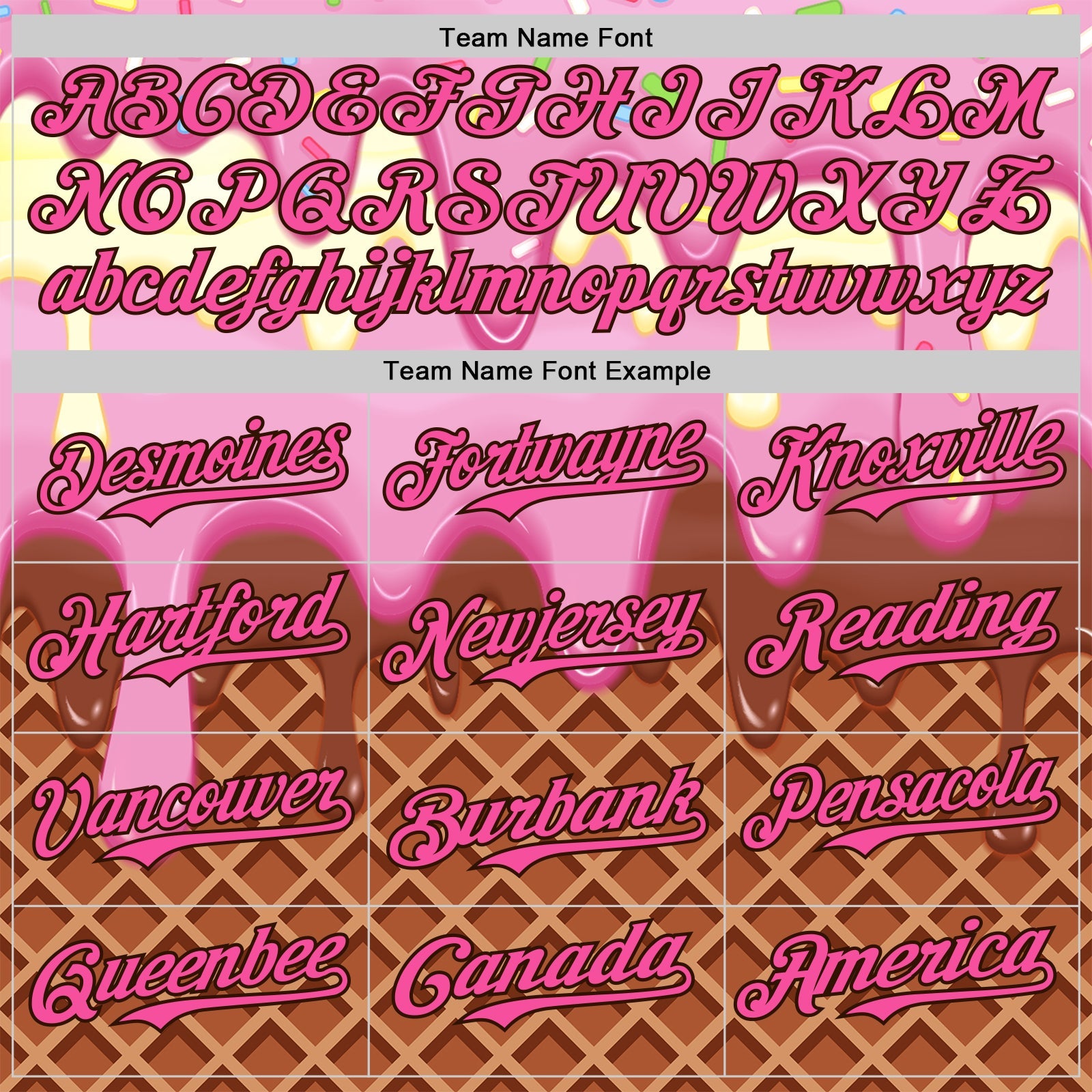 Custom Light Pink Pink Yellow-Brown Foodie Food Dessert Melting Cream Waffle Grid Authentic Baseball Jersey view 4