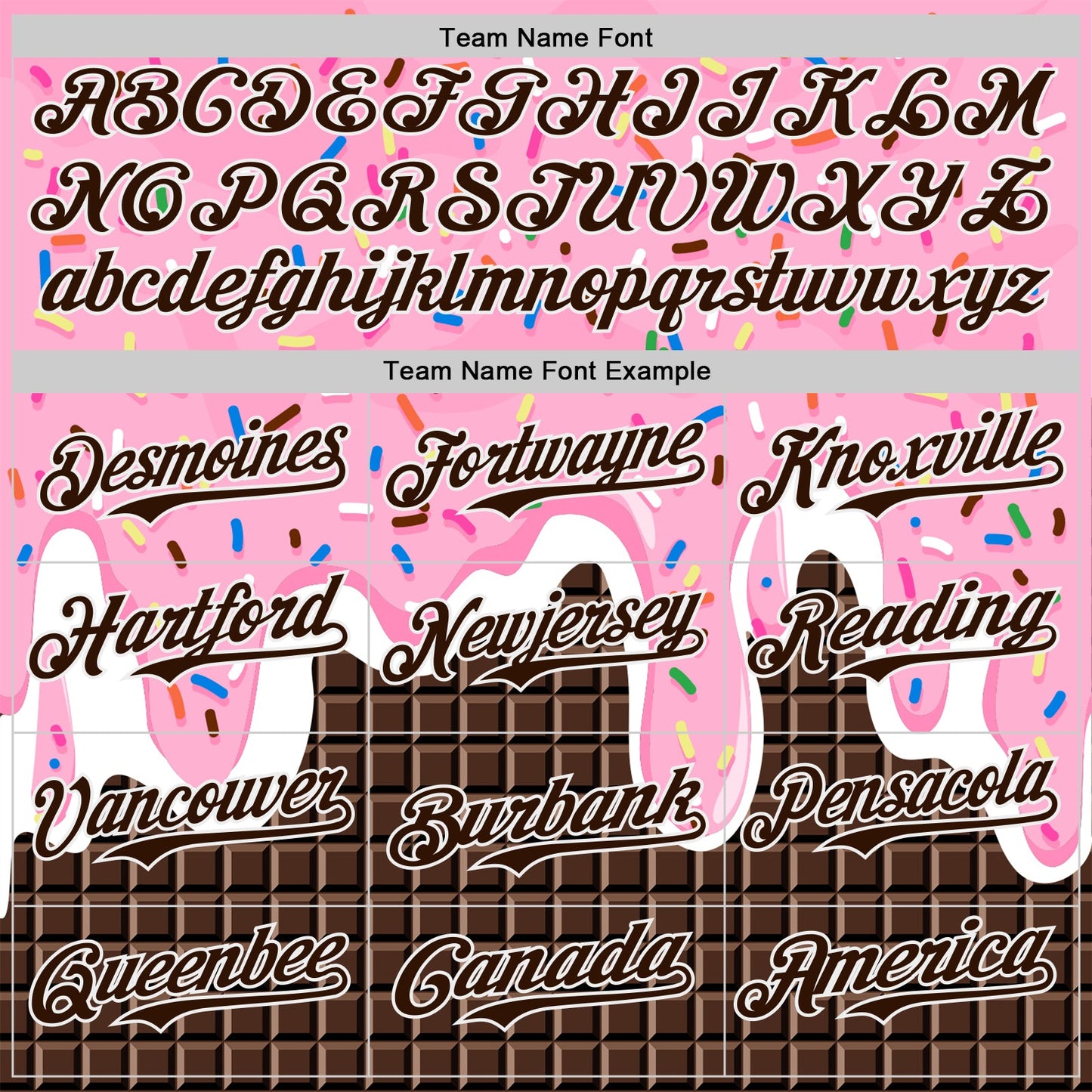 Custom Light Pink Brown-White Foodie Food Dessert Melting Cream Chocolate Grid Authentic Baseball Jersey view 4