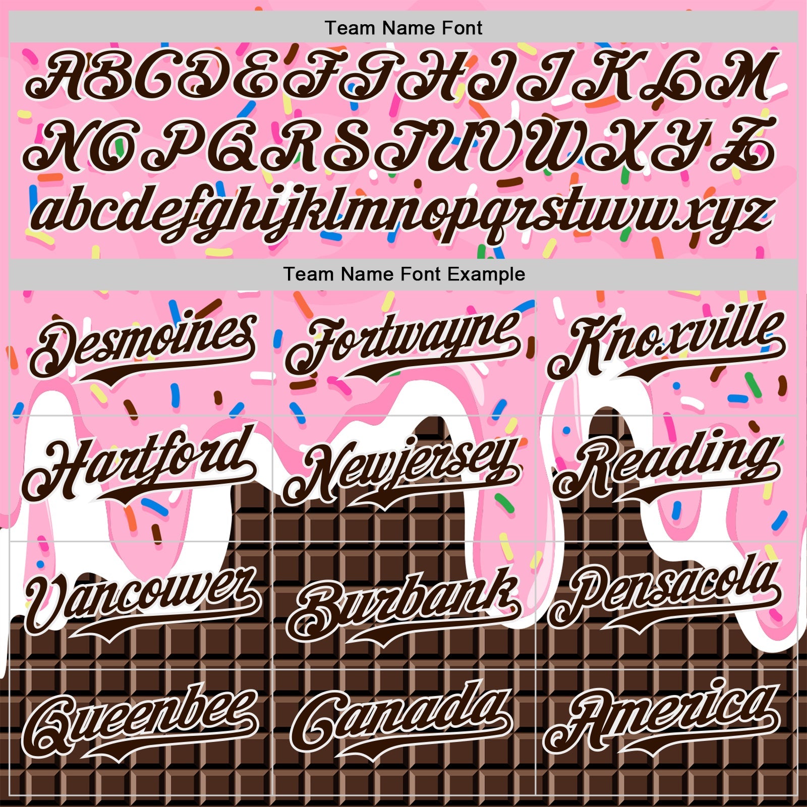 Custom Light Pink Brown-White Foodie Food Dessert Melting Cream Chocolate Grid Authentic Baseball Jersey view 4