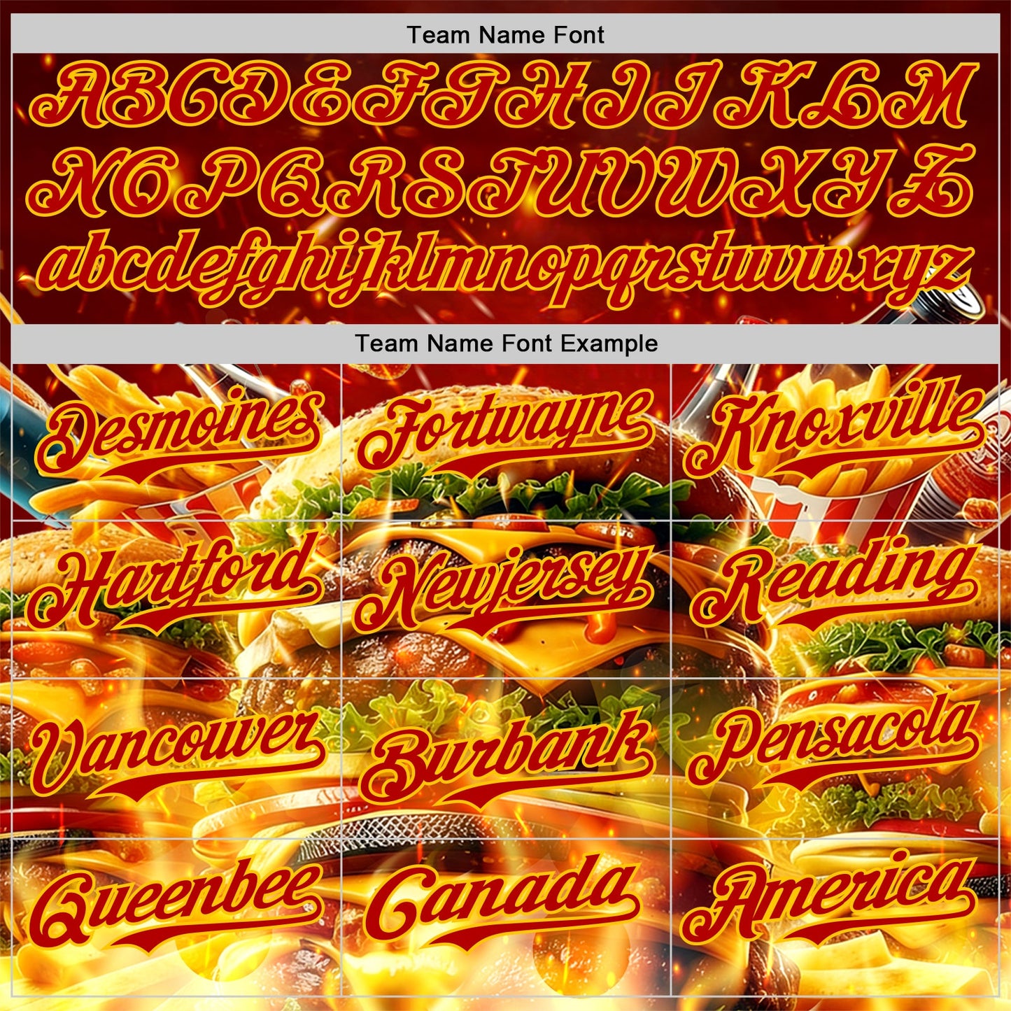 Custom Red-Yellow Foodie Fast Food Burger Authentic Baseball Jersey view 4