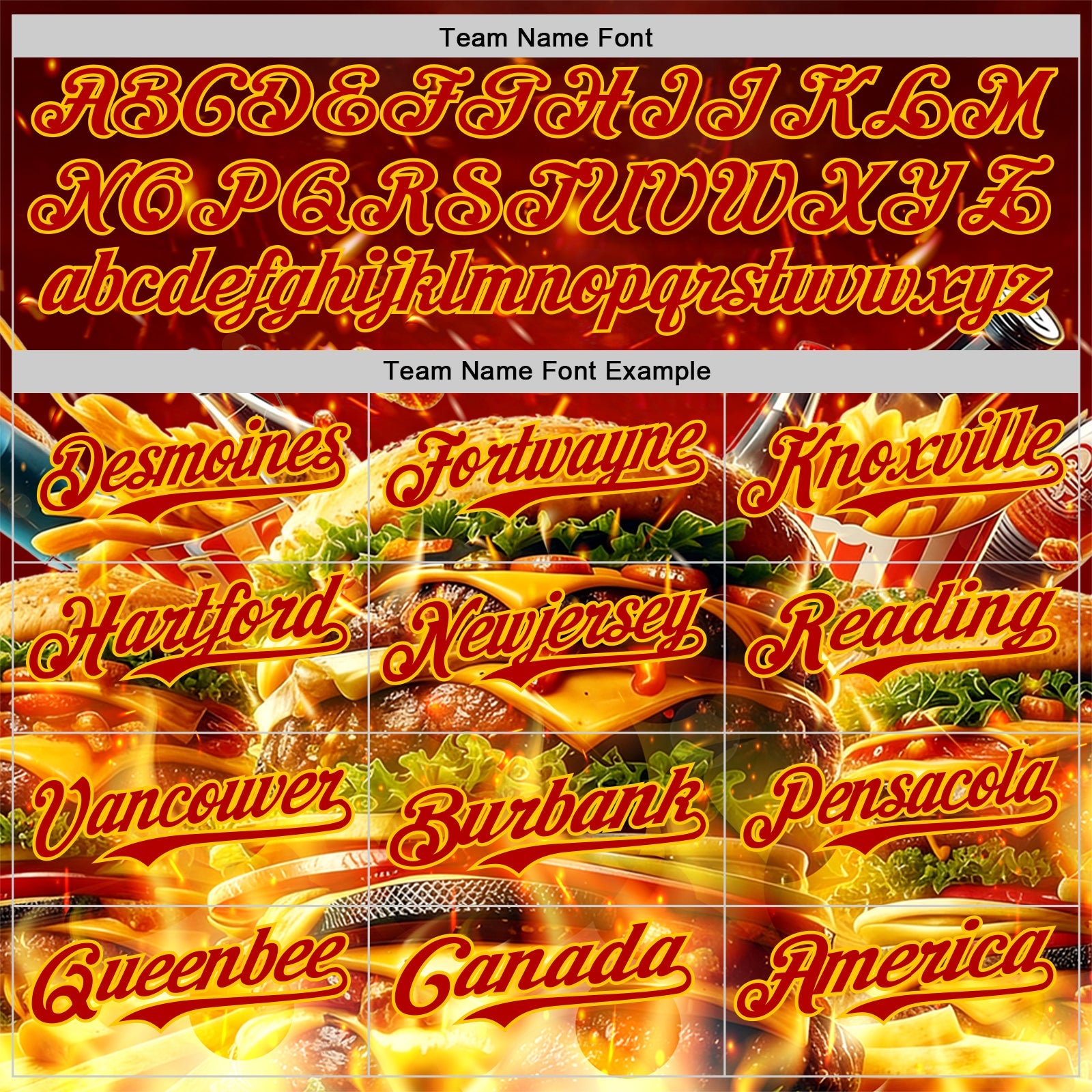 Custom Red-Yellow Foodie Fast Food Burger Authentic Baseball Jersey view 4