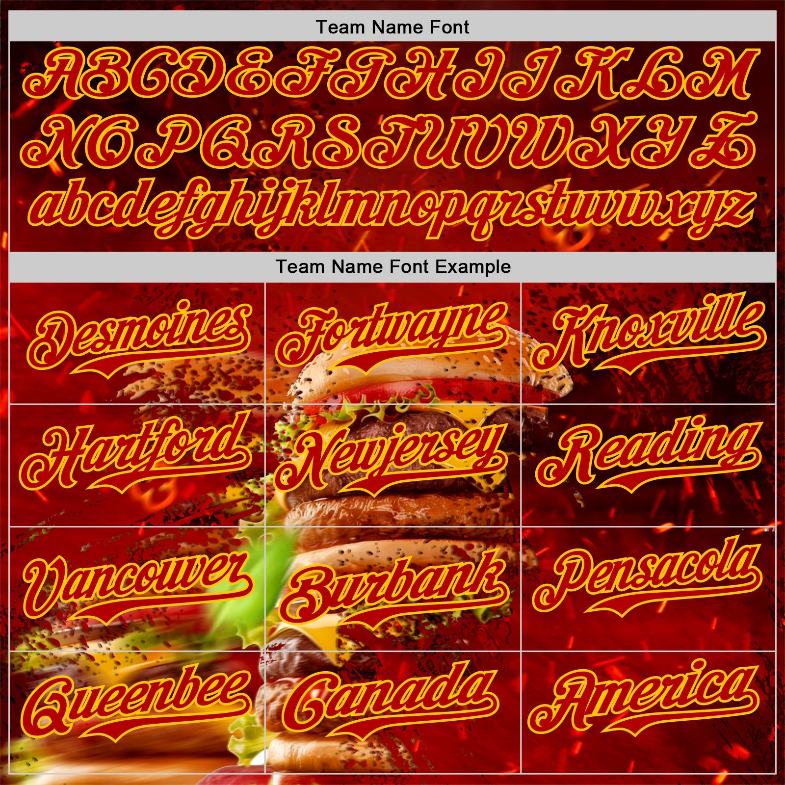 Custom Red-Yellow Foodie Fast Food Burger Authentic Baseball Jersey view 4