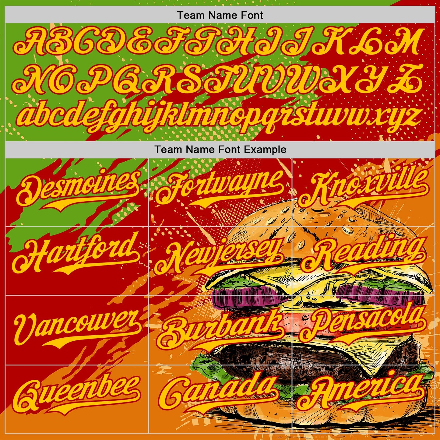 Custom Aurora Green Yellow-Red Foodie Fast Food Burger Authentic Baseball Jersey view 4