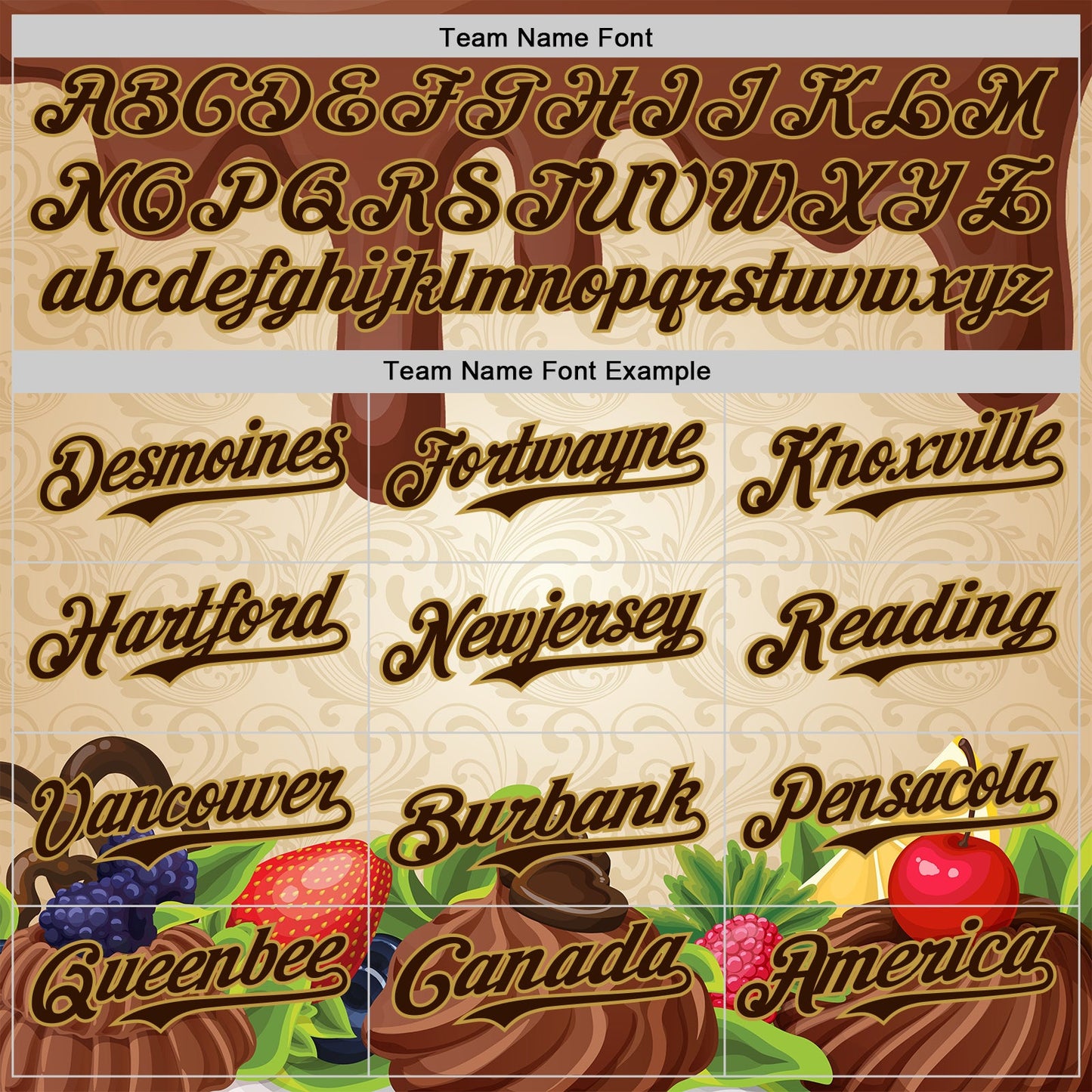 Custom Brown Cream-Old Gold Foodie Food Dessert Chocolate Fruit Authentic Baseball Jersey view 4
