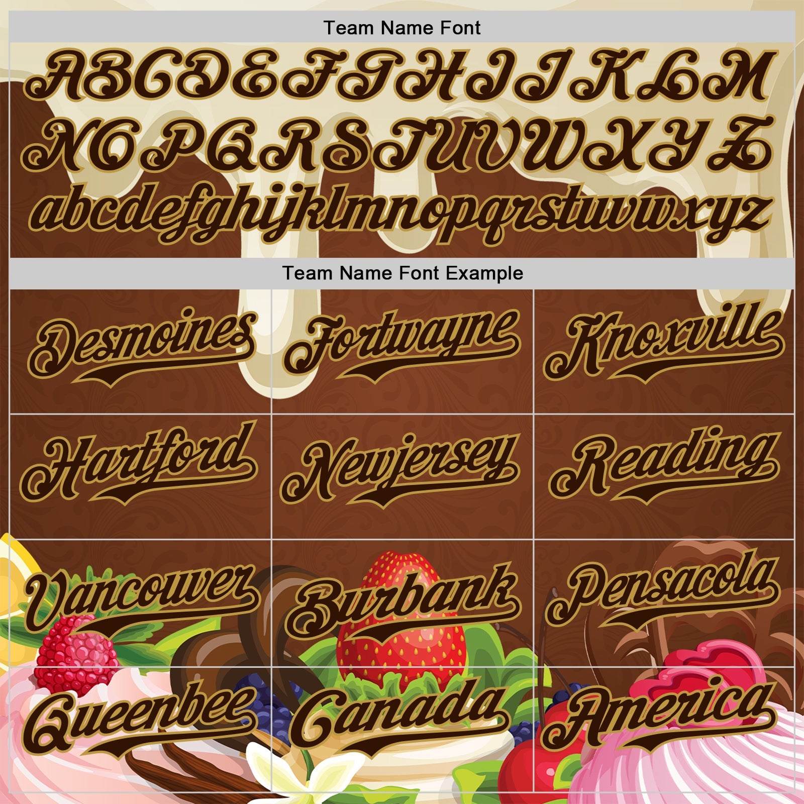 Custom Cream Brown-Old Gold Foodie Food Dessert Chocolate Fruit Authentic Baseball Jersey view 4