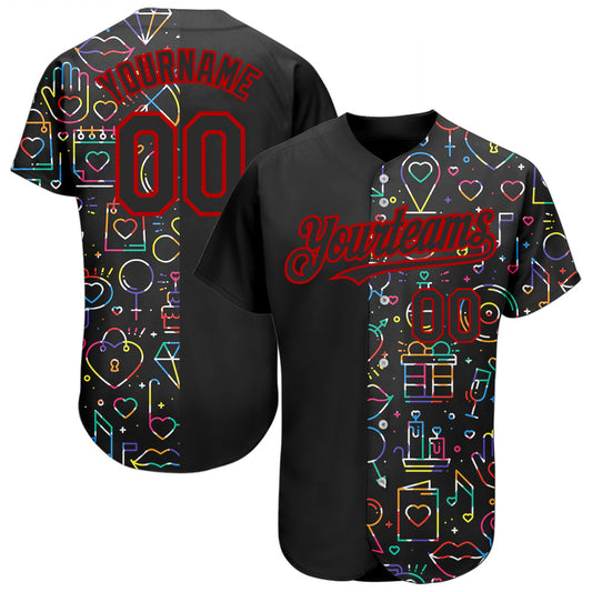 Custom Rainbow For Pride Month Love Is Love LGBT 3D Authentic Baseball Jersey - Main View