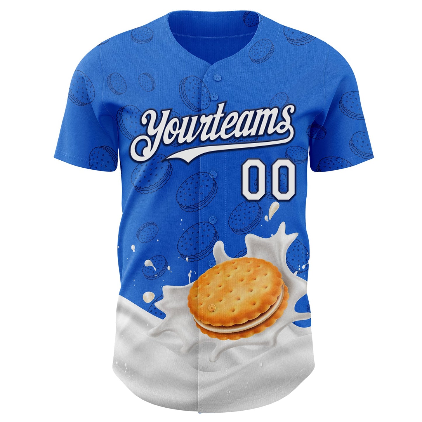 Custom Thunder Blue White-Black Foodie Food Cookies And Milk Authentic Baseball Jersey view 2