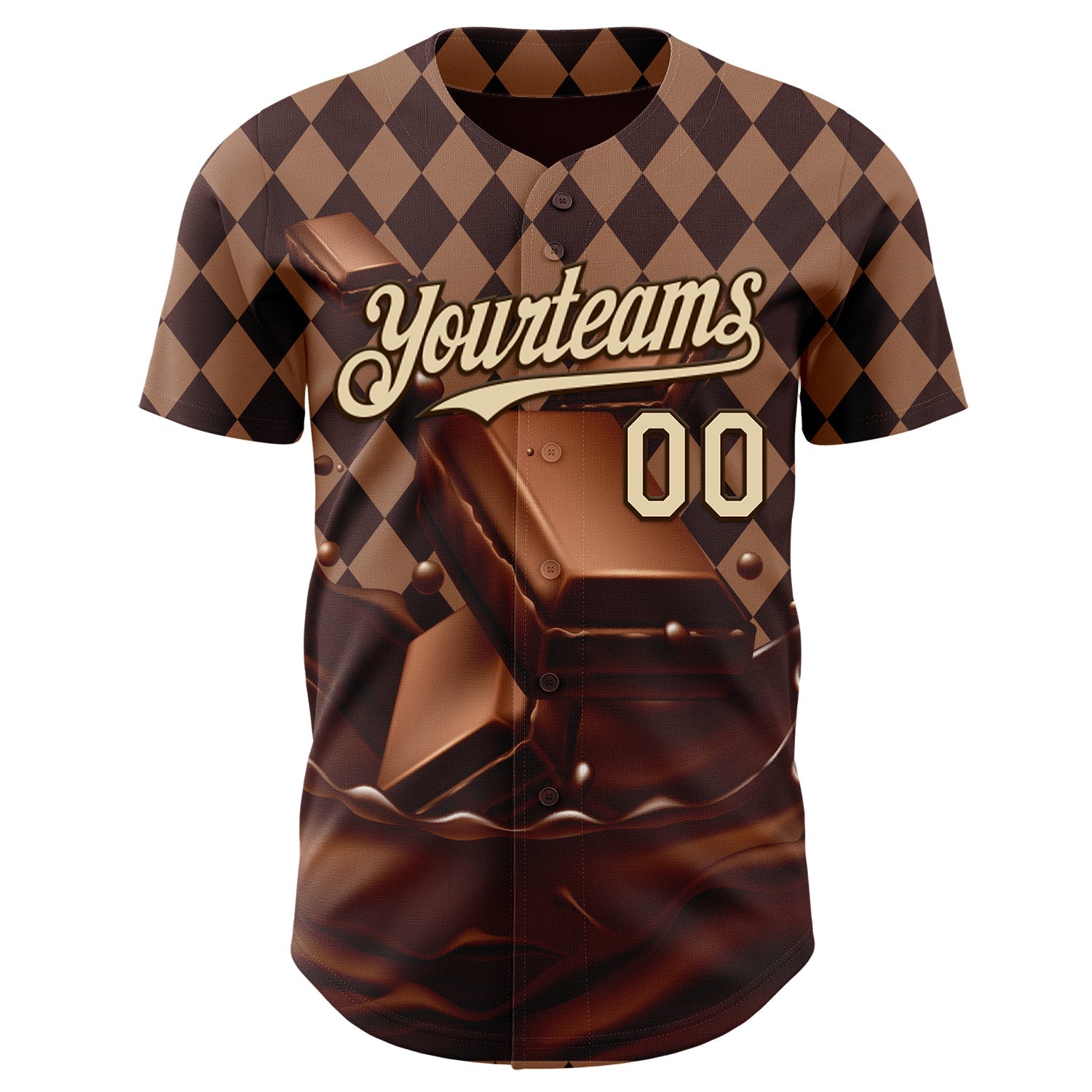 Custom Brown-Cream Foodie Food Dessert Chocolate Authentic Baseball Jersey view 2