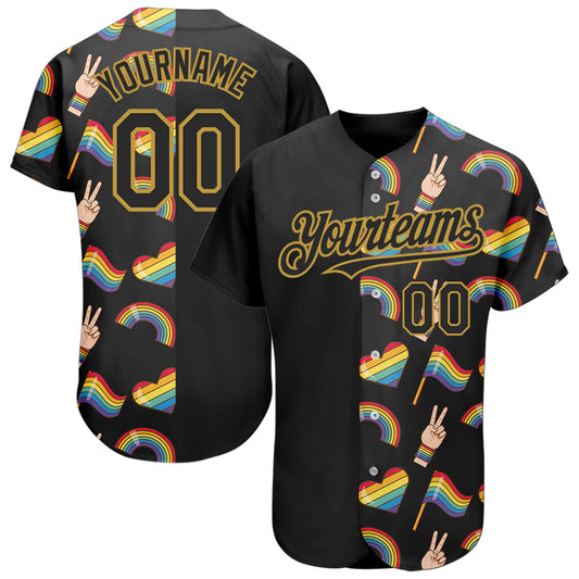 Custom Rainbow For Pride Month Love Is Love LGBT 3D Authentic Baseball Jersey - Main View
