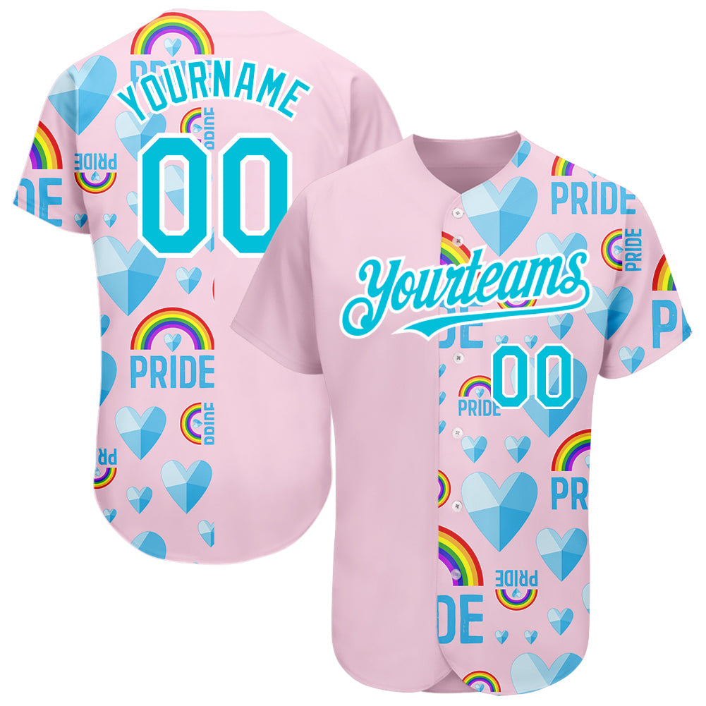 Custom Rainbow For Pride Month Love Is Love LGBT 3D Authentic Baseball Jersey - Main View