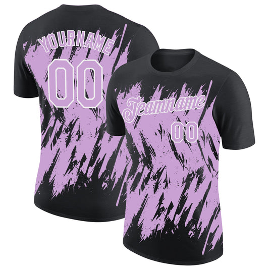 Custom Black Light Purple-White Torn Sharp Brush Stroke Splatter Performance T-Shirt - Main View