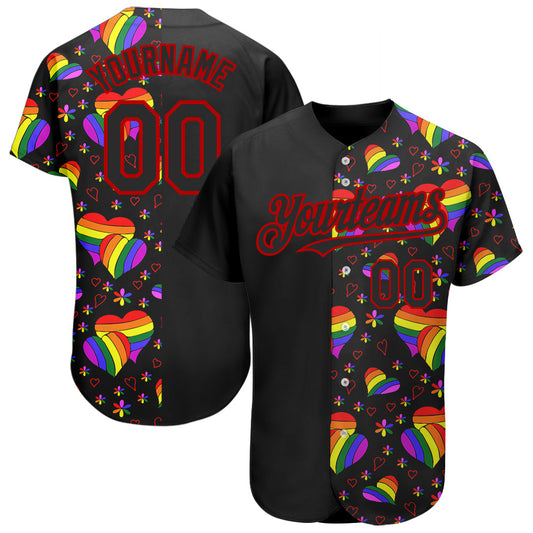 Custom Rainbow For Pride Month Love Is Love LGBT 3D Authentic Baseball Jersey - Main View