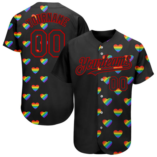 Custom Rainbow For Pride Month Love Is Love LGBT 3D Authentic Baseball Jersey - Main View