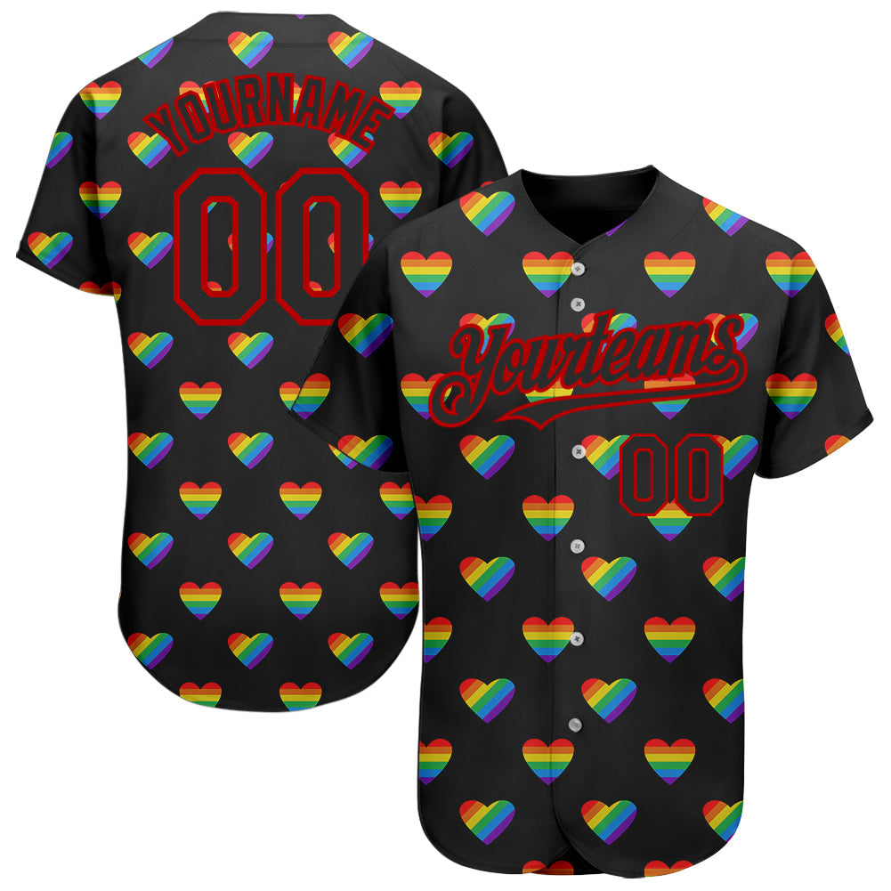 Custom Rainbow For Pride Month Love Is Love LGBT 3D Authentic Baseball Jersey - Main View