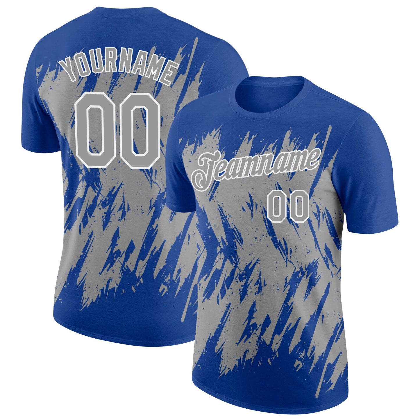 Custom Royal Gray-White Torn Sharp Brush Stroke Splatter Performance T-Shirt - Main View