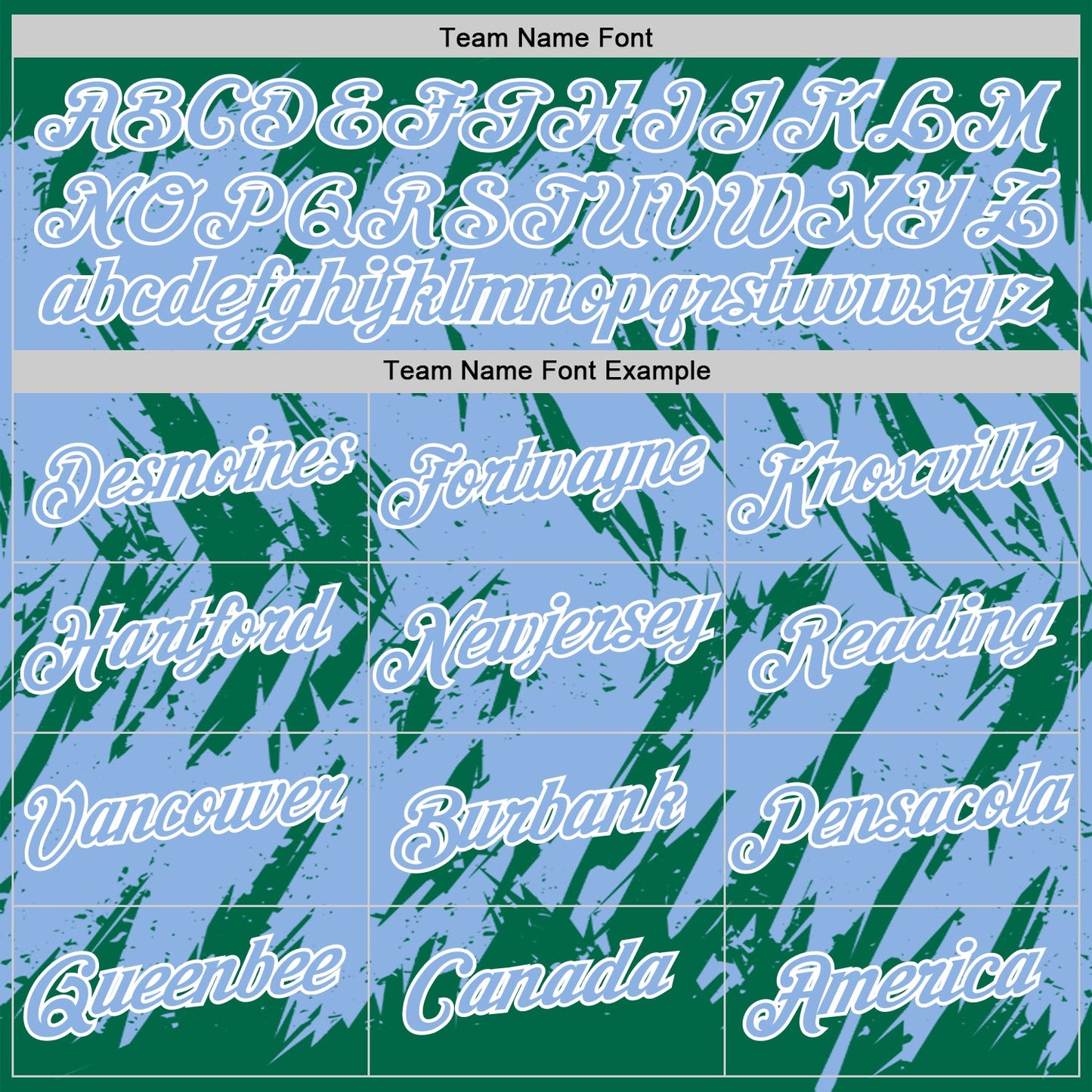Custom Kelly Green Light Blue-White Torn Sharp Brush Stroke Splatter Performance T-Shirt view 3