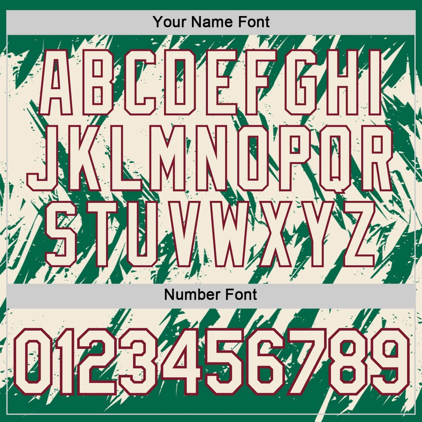 Custom Kelly Green Cream-Crimson Torn Sharp Brush Stroke Splatter Performance T-Shirt view 4