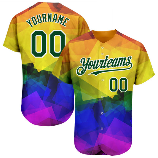 Custom Rainbow For Pride Month Love Is Love LGBT 3D Authentic Baseball Jersey - Main View