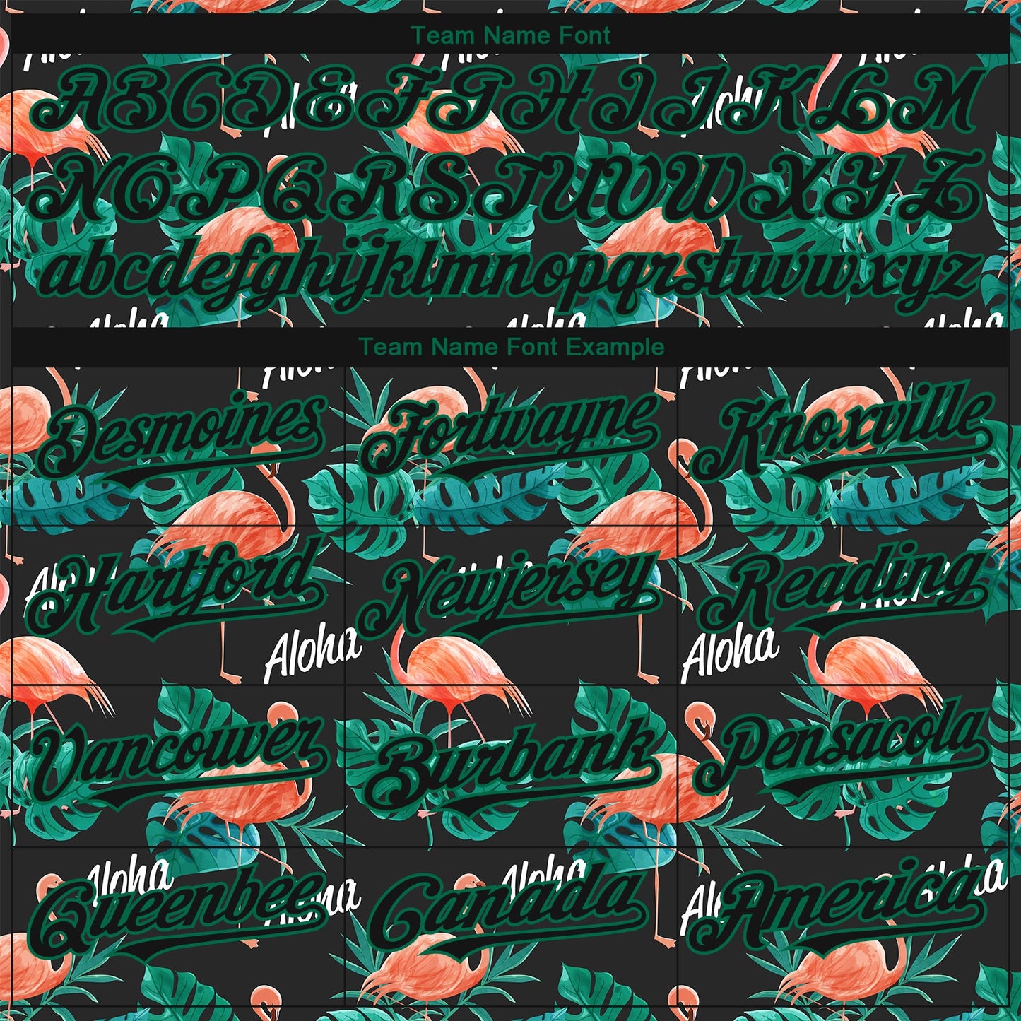 Custom Black Kelly Green 3D Pattern Design Hawaii Flamingos And Leaves Authentic Baseball Jersey view 4