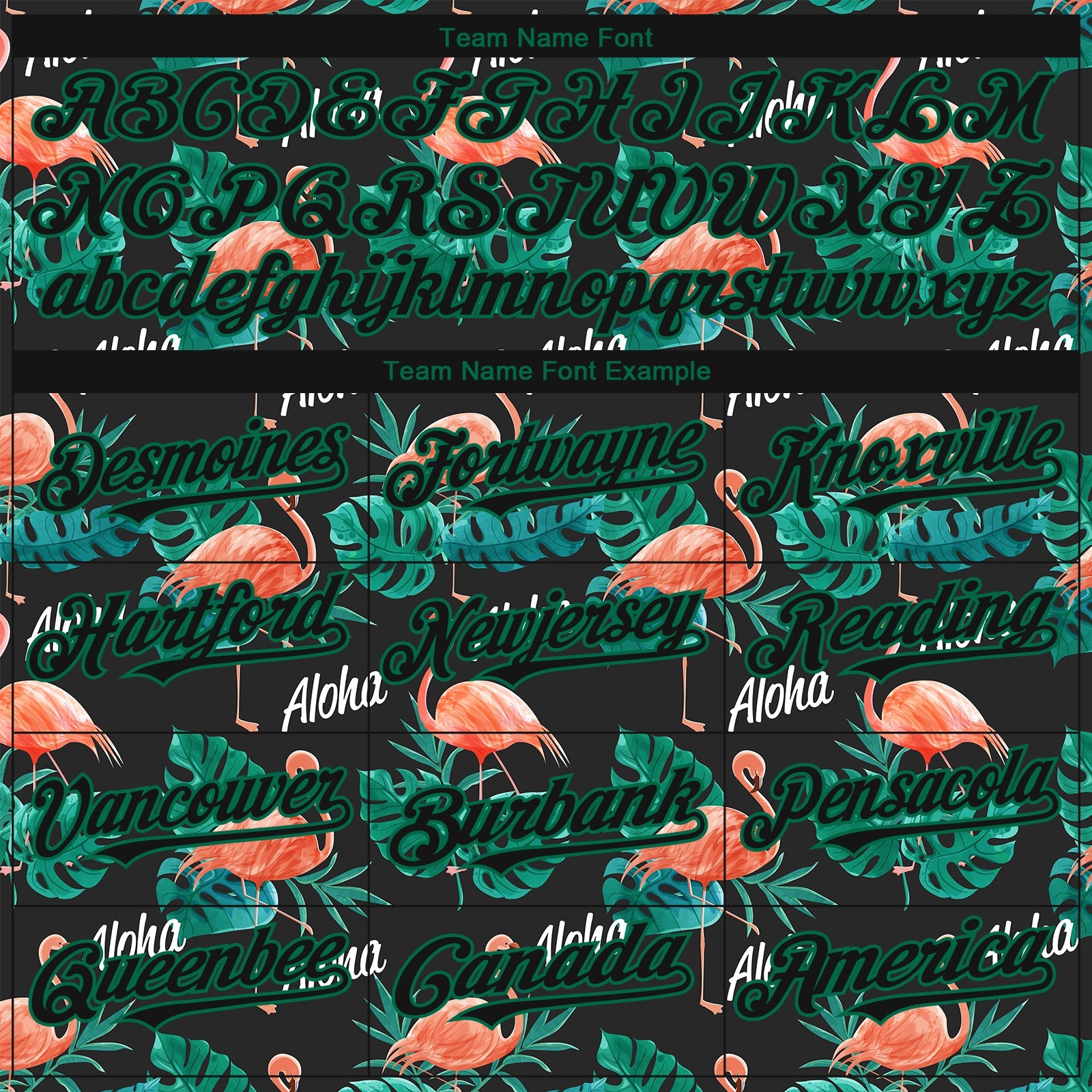 Custom Black Kelly Green 3D Pattern Design Hawaii Flamingos And Leaves Authentic Baseball Jersey view 4