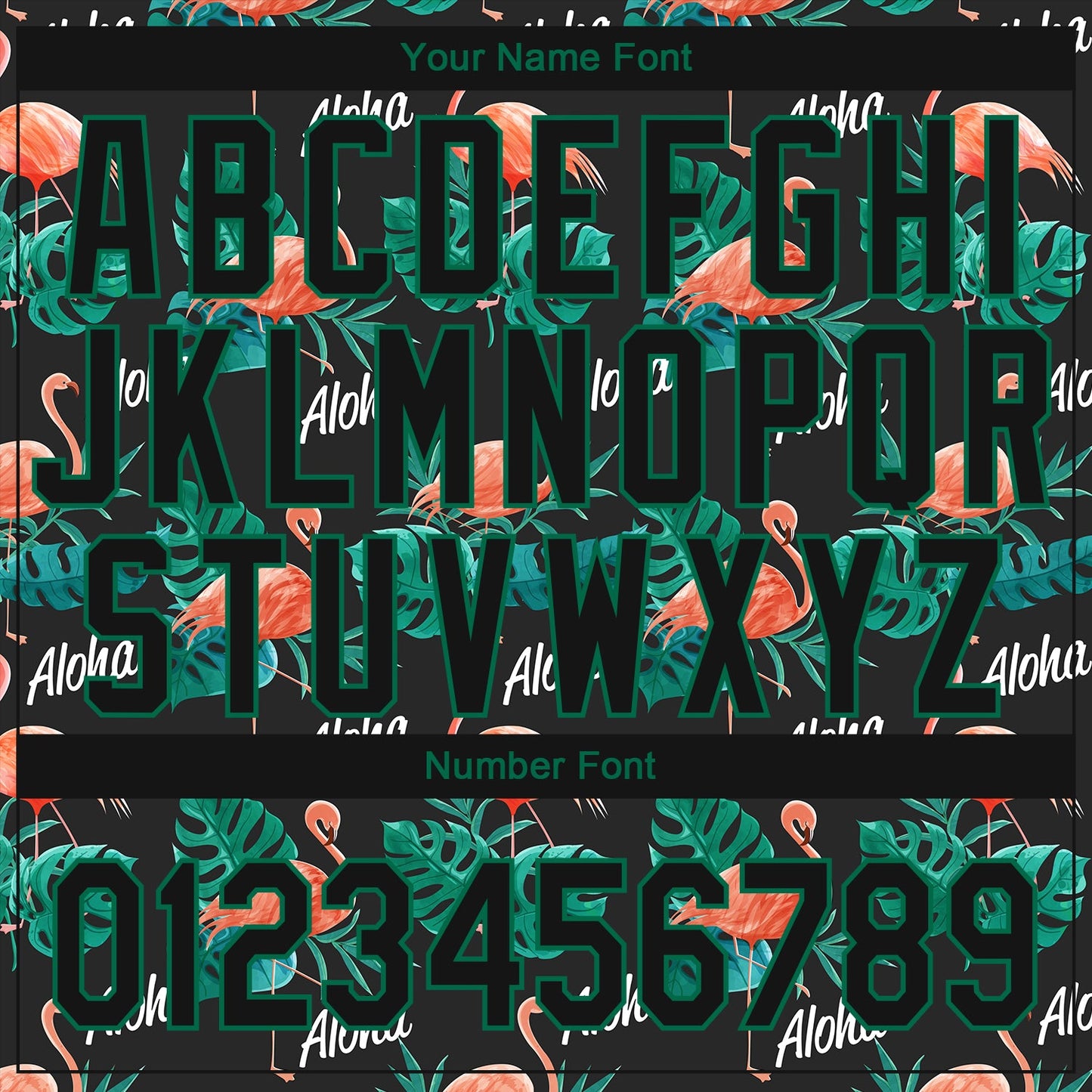 Custom Black Kelly Green 3D Pattern Design Hawaii Flamingos And Leaves Authentic Baseball Jersey view 5