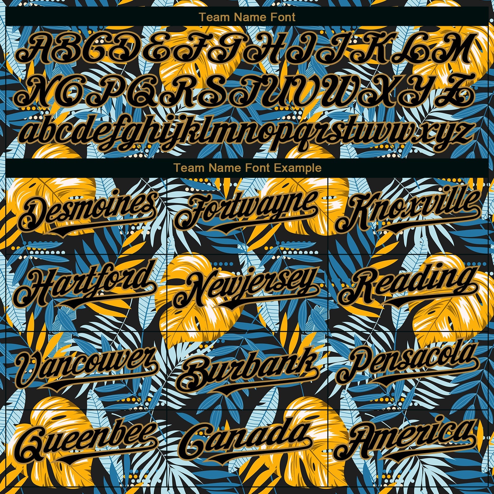 Custom Black Old Gold 3D Pattern Design Hawaii Tropical Leaves Authentic Baseball Jersey view 4
