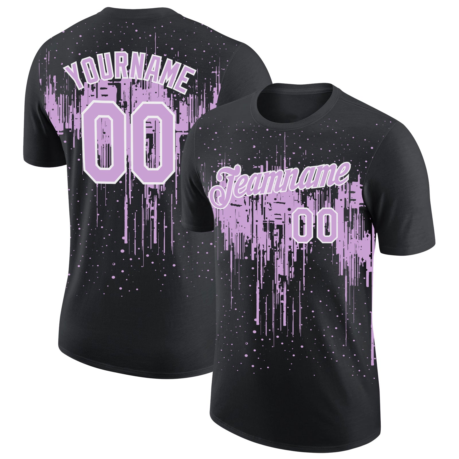 Custom Black Light Purple-White Dripping Splatter Paint Performance T-Shirt - Main View